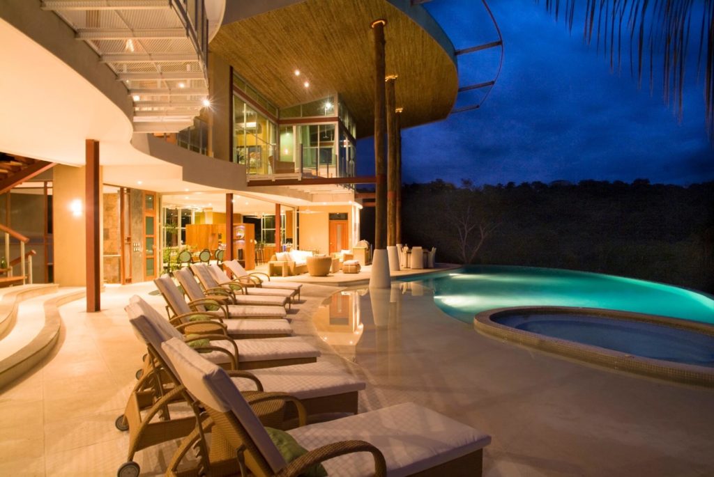 Nights are incredible by the pool at this amazing luxury villa in the heart of Manuel Antonio.