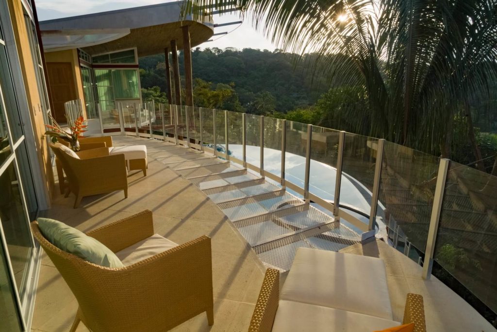 The upper-terrace seating provides a nice relaxing quiet spot to enjoy the magnificent tropical views.