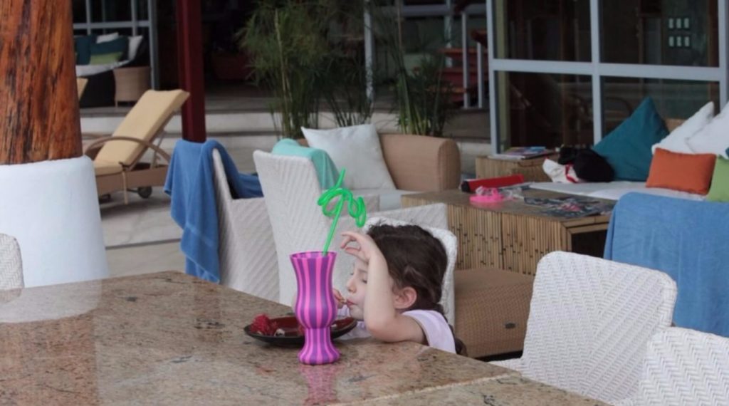 Eating out by the pool is a special treat for all the family.