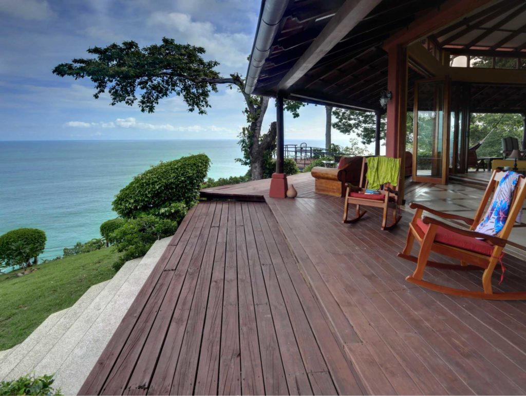 The terrace wraps around the villa to provide spectacular views in every direction.