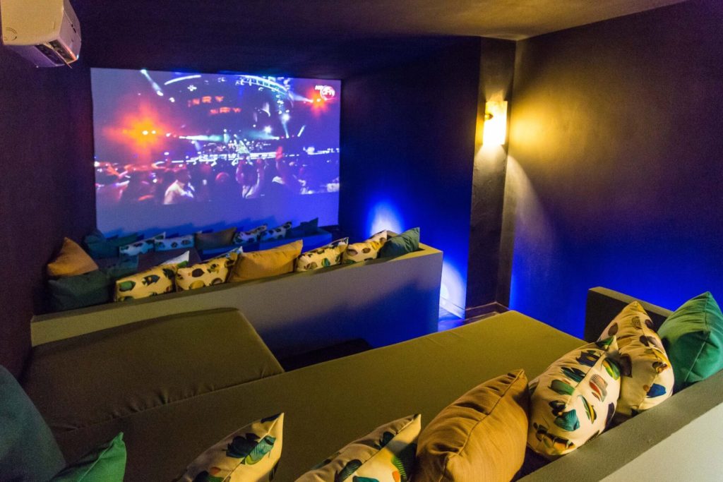 Entertain family in this huge private movie theater with state-of-the-art equipment and tiered seating.