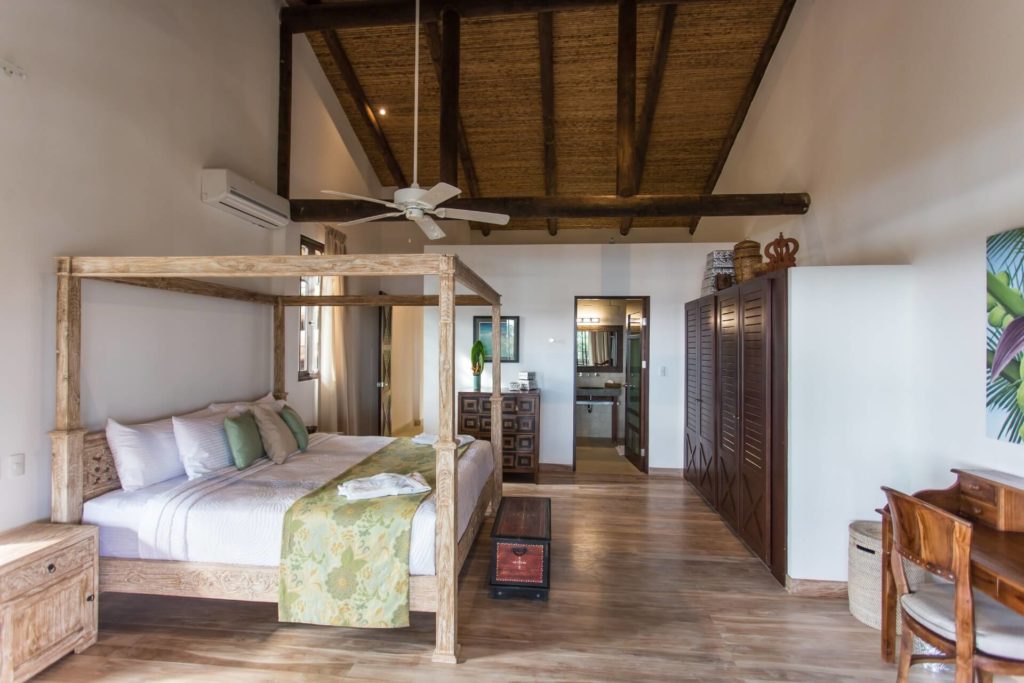 Every room has air conditioning, a ceiling fan, and the ability to open up to the ocean breeze.