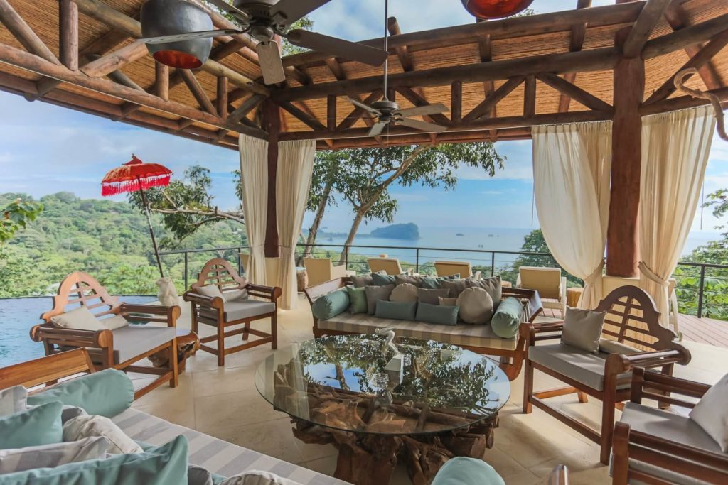 Breathtaking views of Manuel Antonio National Park from every part of the villa including the outdoor living area.