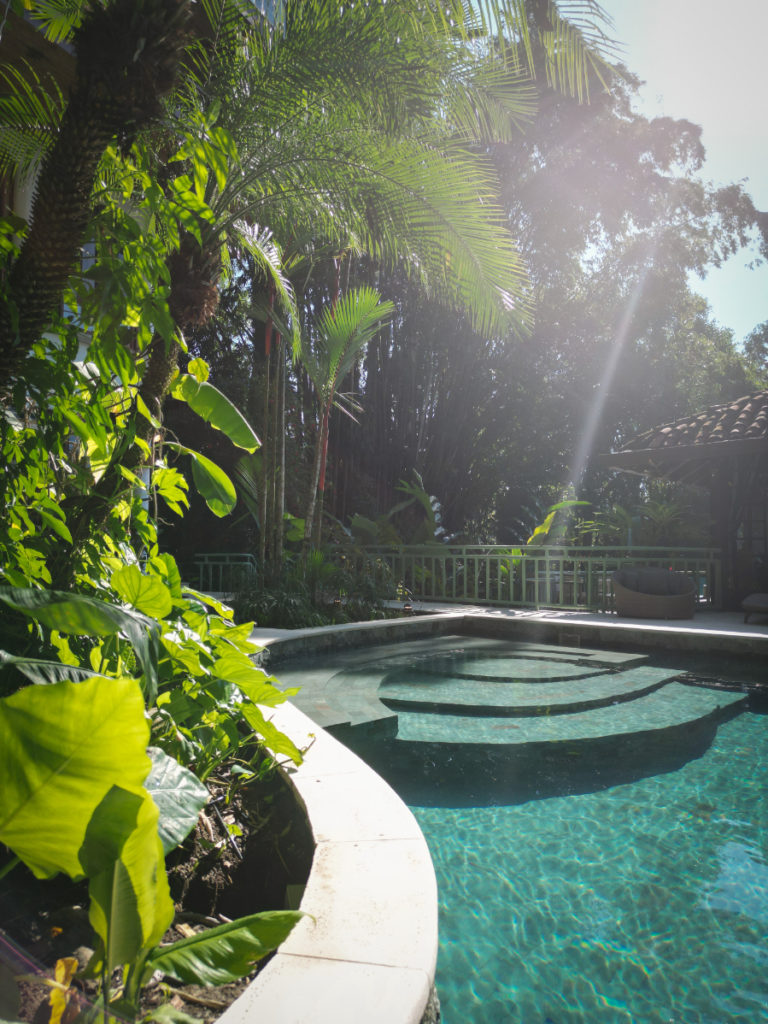 Relish the early morning sun from this secluded spot.