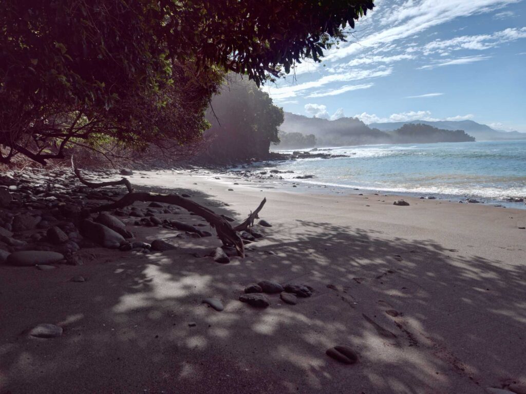 A 10-minute jungle hike leads you to a secluded stretch of Pacific shoreline.