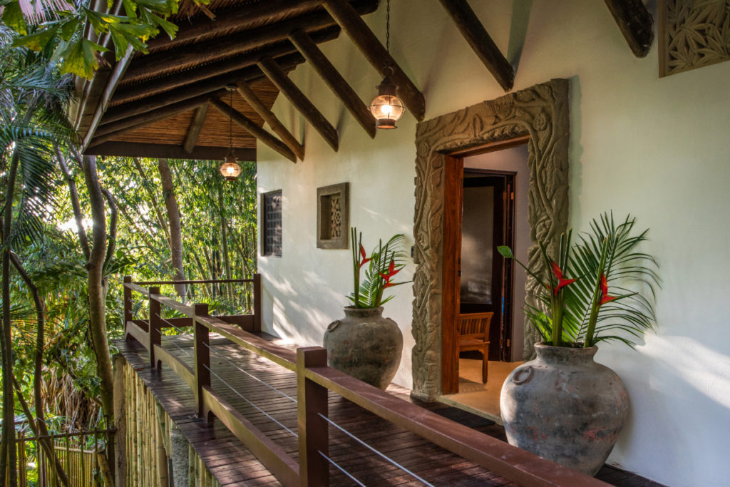 This luxury villa is adorned with beautiful wood craftsmanship and exotic stone-carved details.