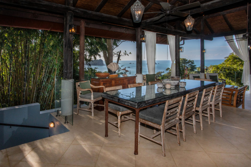 The splendid dining room features one of the best ocean views of Manuel Antonio.