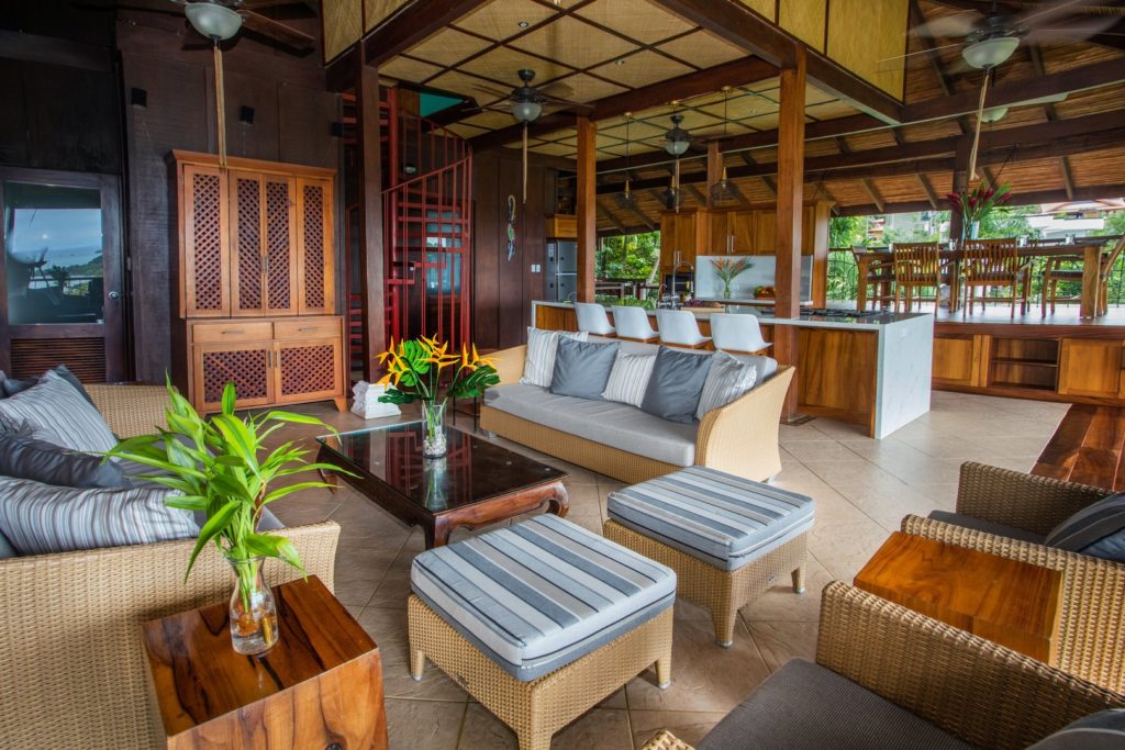 This villa is a great place for a tropical family party in the open-air great room.