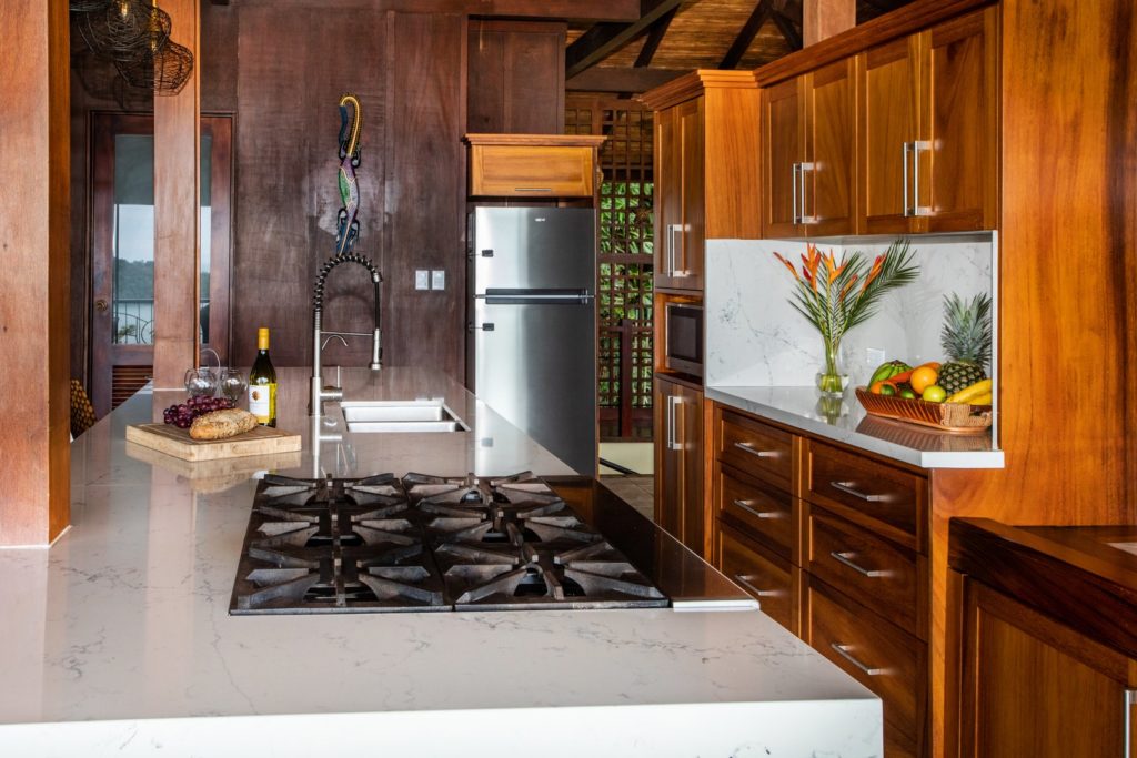 With high-end appliances, granite counters, and beautiful wooden cabinetry, this kitchen is a pleasure to be in.