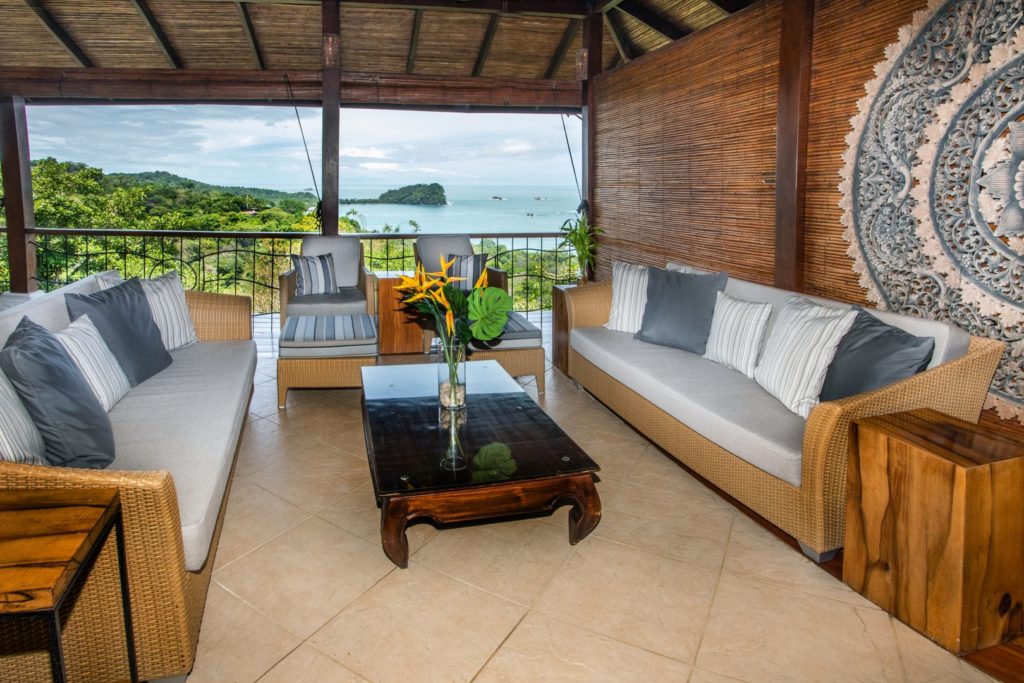 Enjoy the tropical breeze in this luxury open-air living area.