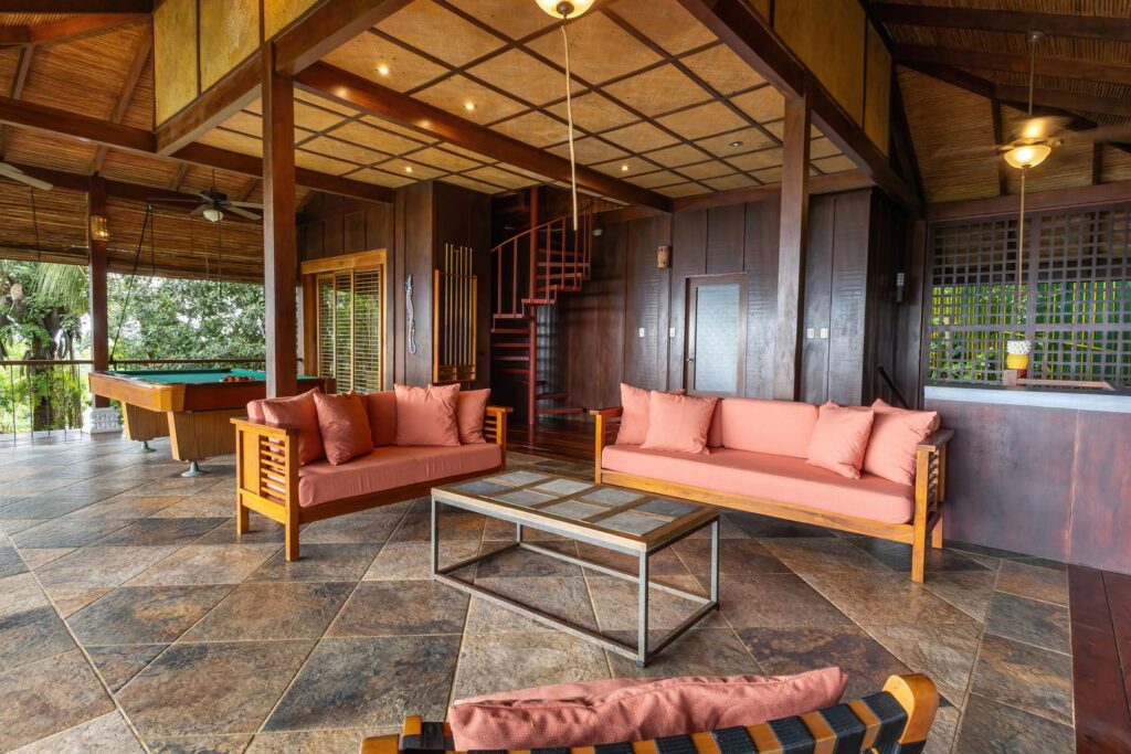 Sitting area with a view of the rainforest