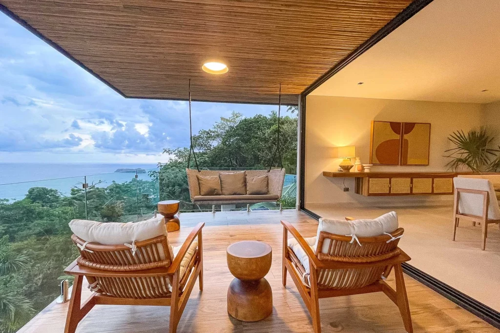 
Tucked within the rainforest, this amazing Manuel Antonio luxury vacation villa features multiple balconies offering panoramic views.