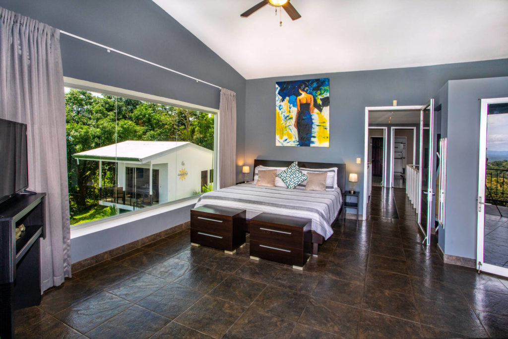 Beautiful tiled floors in this bedroom.