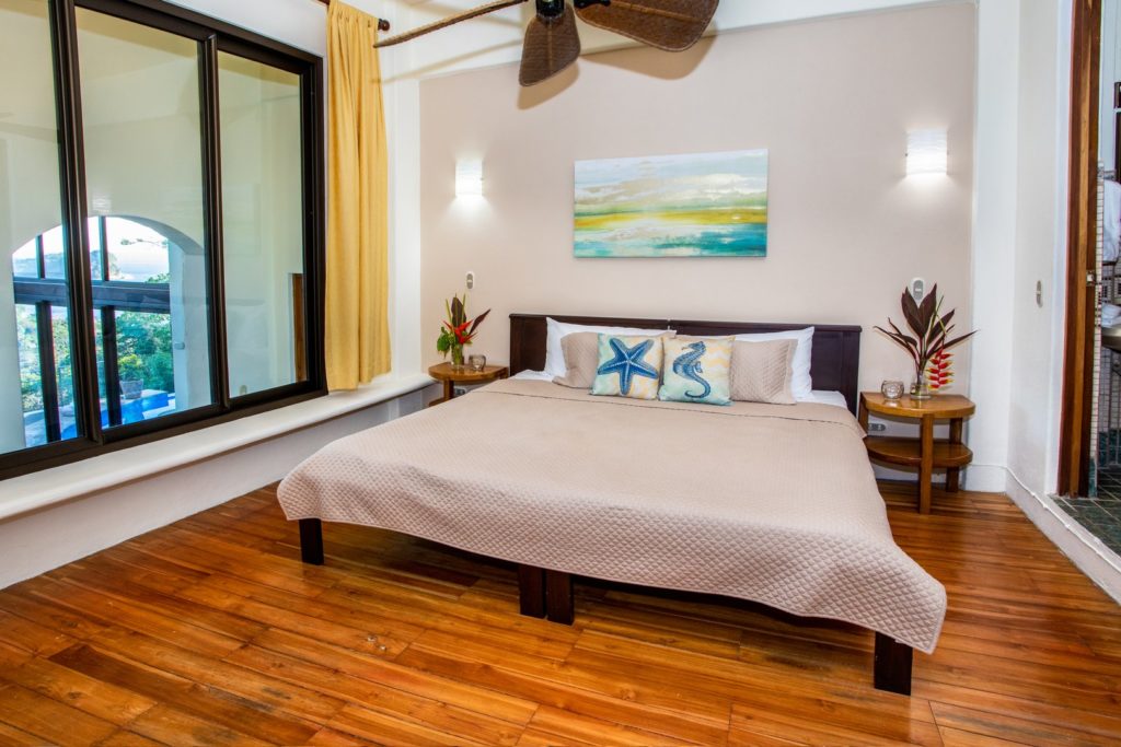 The bedrooms in this villa have different sleeping options, this bedroom has twin beds that convert to a king.